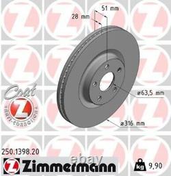 2x Zimmermann Brake Disc Discs Set Brakes Coat Z FRONT 250.1398.20