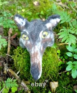 Original felted wolf hat unisex. Sauna hat. Felt animal. Coyote mask. Warm winter ha