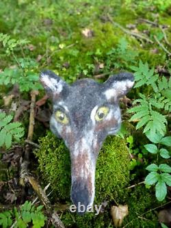 Original felted wolf hat unisex. Sauna hat. Felt animal. Coyote mask. Warm winter ha