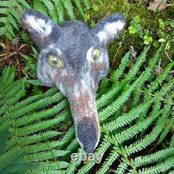 Original felted wolf hat unisex. Sauna hat. Felt animal. Coyote mask. Warm winter ha